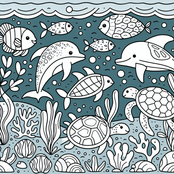 Underwater Wonders - Coloring eBook of Fish, Dolphins, and Sea Life