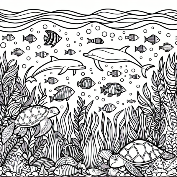 Underwater Wonders - Coloring eBook of Fish, Dolphins, and Sea Life