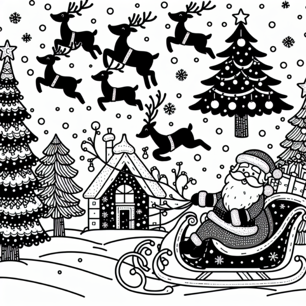 Christmas Cheer: Santa, Reindeer, and Tree Coloring eBook for Kids