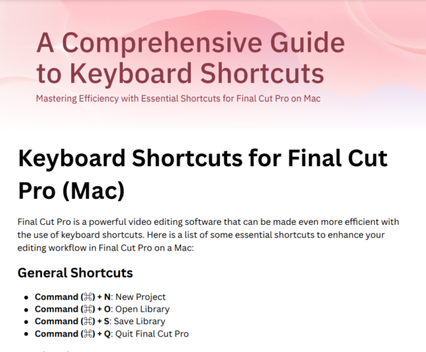 Keyboard Shortcuts for Editing & Streaming Software