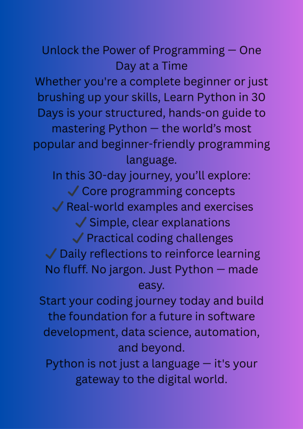 Learn Python in 30 Days