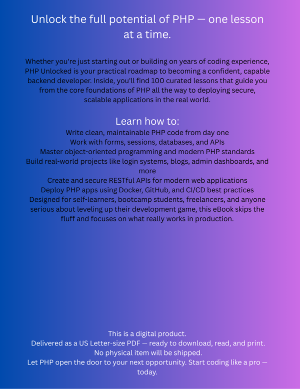PHP Unlocked: 100 Lessons for Building Real-World Web Applications