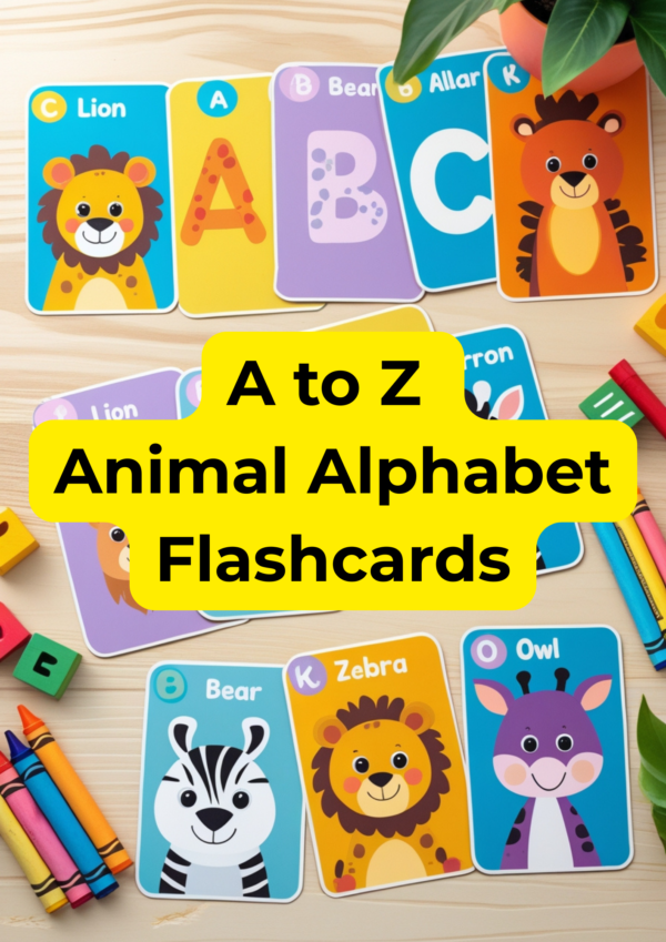 A to Z Animal Alphabet Flashcards | Educational Printable | Wild Animal ABC Cards for Kids | Preschool Learning PDF