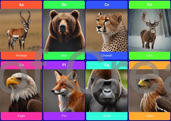A to Z Animal Alphabet Flashcards