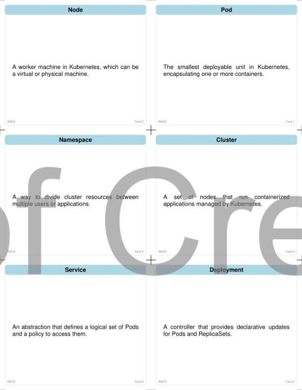 Kubernetes Flash Cards – Printable Double-Sided PDF