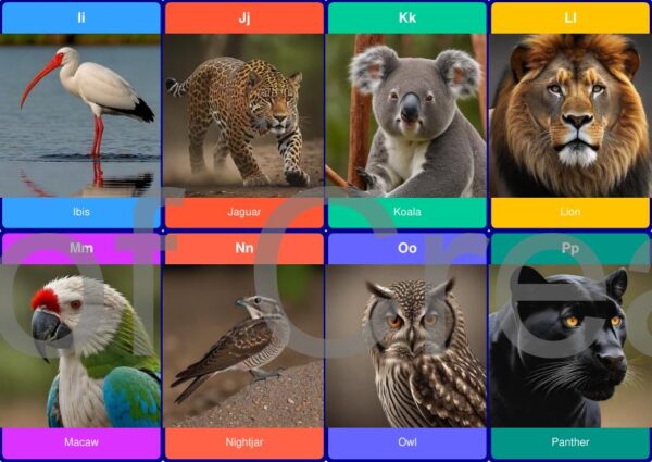 A to Z Animal Alphabet Flashcards