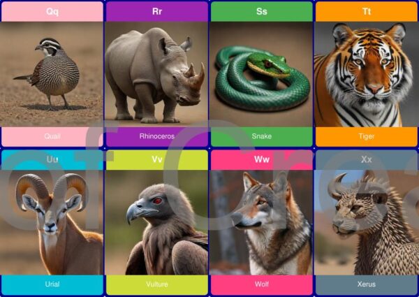 A to Z Animal Alphabet Flashcards