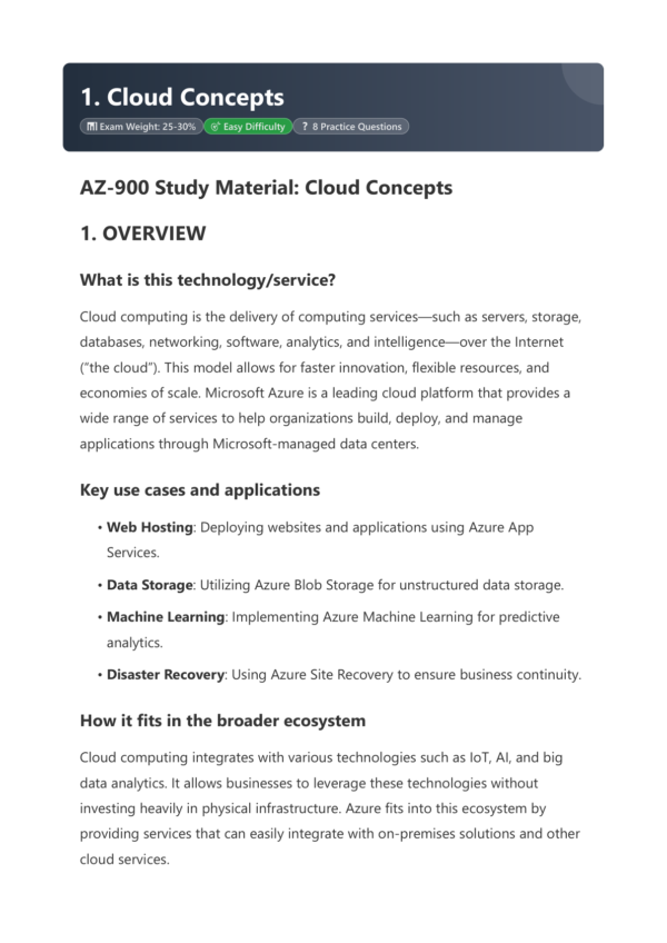 Microsoft Azure Fundamentals AZ900 Study Guide