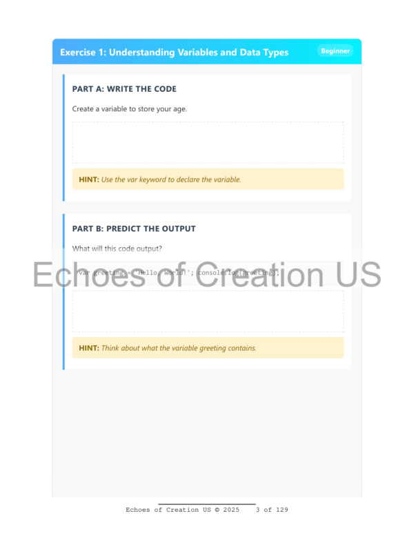 JavaScript Programming Exercises Workbook PDF