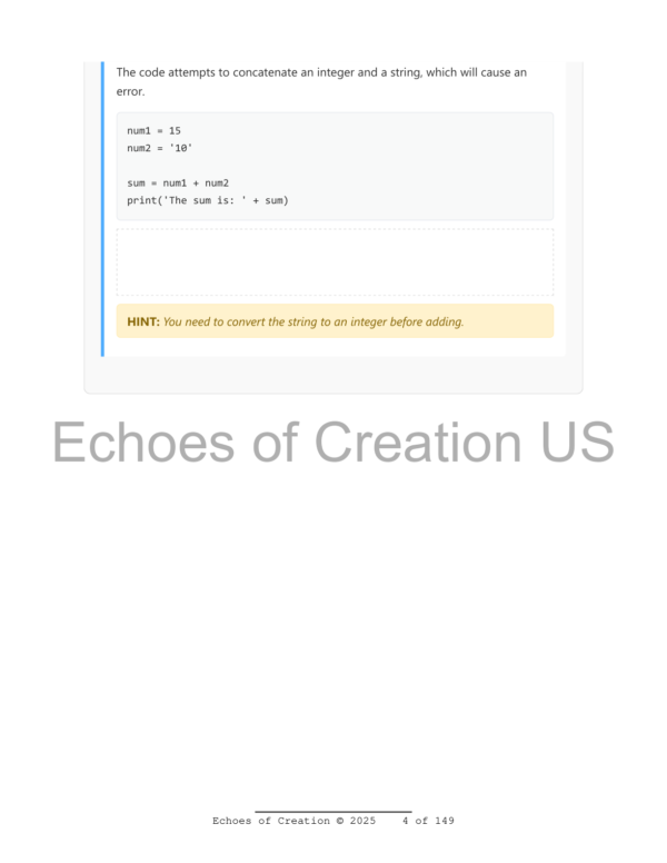 Printable exercises workbook for Python