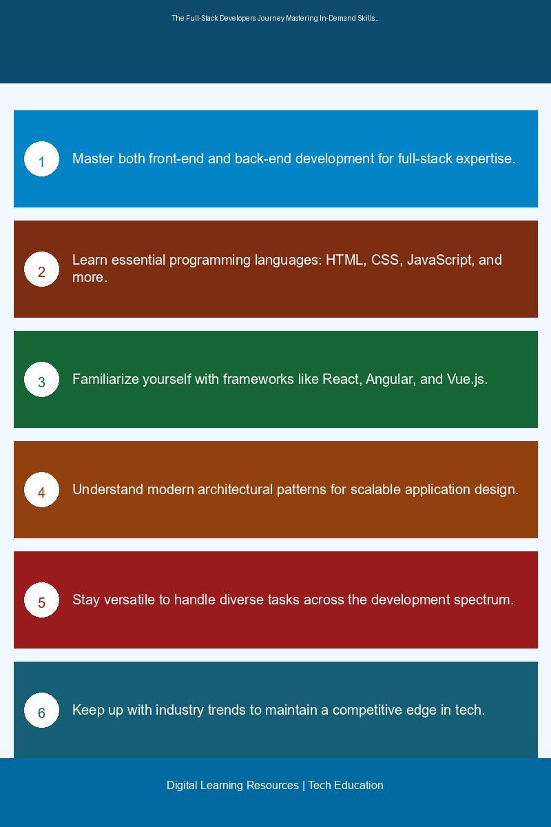 Educational infographic showcasing key skills for full-stack developers in 2025