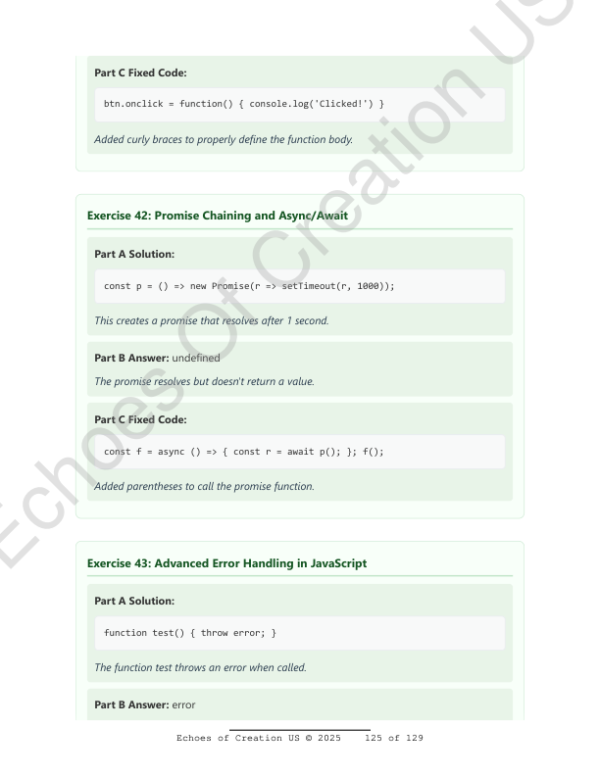 JavaScript Programming Exercises Workbook PDF