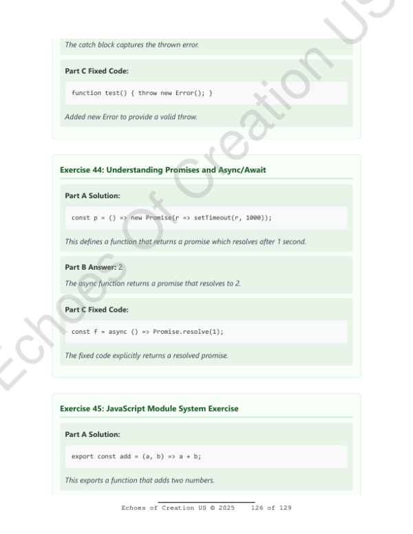 JavaScript Programming Exercises Workbook PDF