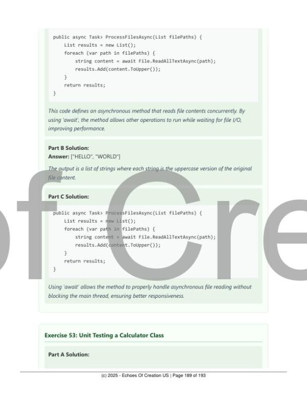 Printable C# Exercises Workbook and Study Guide