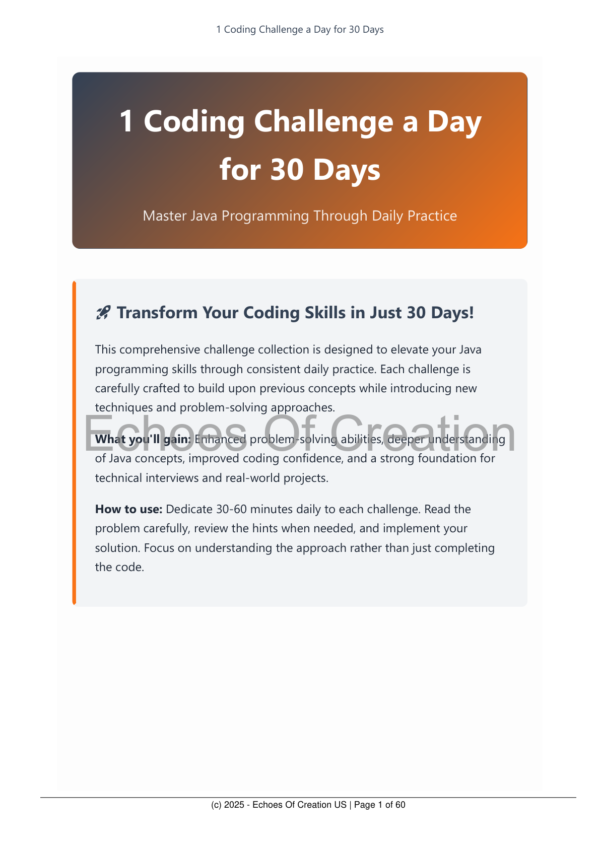 Java 30 Day Coding Challenge