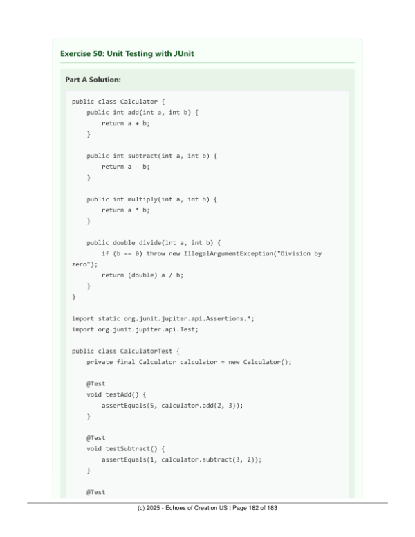 Printable Java Exercises Workbook