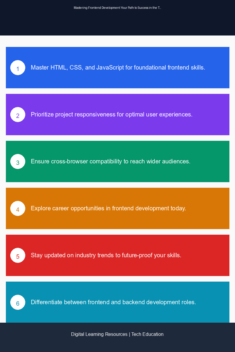 Educational infographic detailing key concepts and learning paths in frontend development